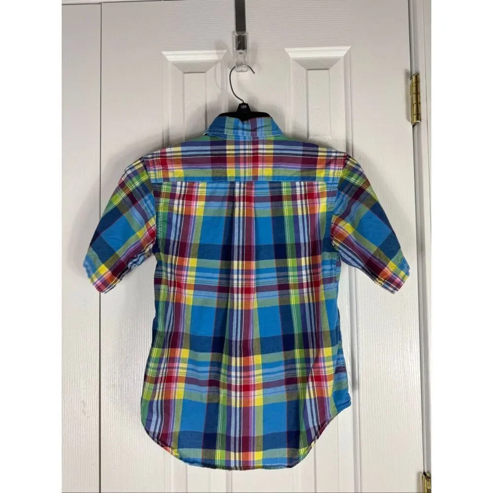 Ralph Lauren Boys Plaid Button Front Shirt Size Small 7/8